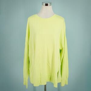 Sweaty Betty Size XXL Yellow After Class Split Vented Sides Crew Knit Sweatshirt
